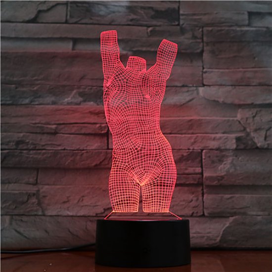 3D Led Lamp Met Gravering - RGB 7 Kleuren - Vrouwen Lichaam van Merkloos