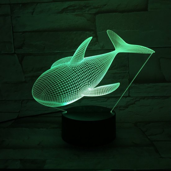 3D Led Lamp Met Gravering - RGB 7 Kleuren - Walvis van Merkloos