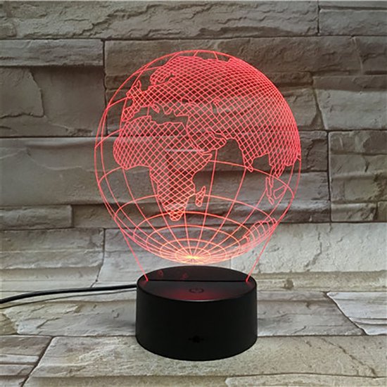 3D Led Lamp Met Gravering - RGB 7 Kleuren - Wereldbol van My Home Deals