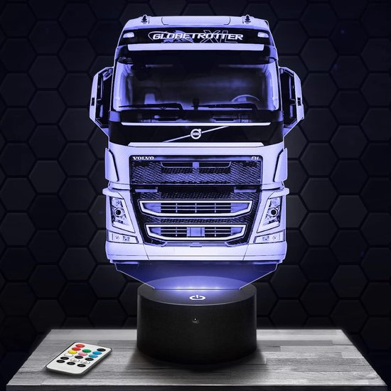 3D Nachtlampje Vrachtwagen met Touchscreen - Innovatieve Illusie LED Lamp voor Kinderen en Volwassenen, Perfect als Cadeau voor Kerst of Verjaardag van Merkloos