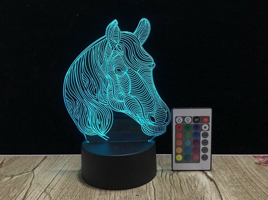 3D Paarden Lamp – Paard Nachtlampje – 16 Kleuren – Met Afstandsbediening – Kinderkamer Lamp – Sfeerlamp – Cadeau voor Paardenliefhebber