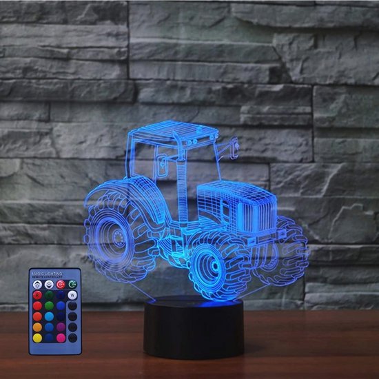 3D Tractor Nachtlamp - USB Aangedreven, Afstandsbediening & Aanraak Schakelaar, 16 Kleuren LED Tafel Lamp, Creatieve Decoratie voor Kinderen, Cadeau voor Verjaardag en Kerst