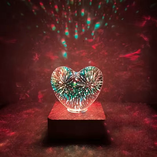 3D USB-aangedreven liefdeshart - led - nachtlampje - sfeerlicht - romantisch - decoratief licht - 9 x 11 cm