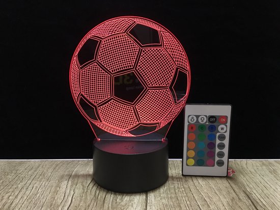 3D Voetbal Lamp – Voetbal Nachtlampje – 16 Kleuren – Met Afstandsbediening – Kinderkamer Lamp – Voetbal Decoratie – Sfeerlamp
