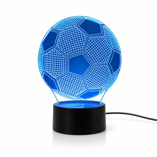 3D Voetbal LED Lamp - Voetbal Nachtlamp met 16 Kleuren - Afstandsbediening en Touch Bediening - USB Sfeerlamp voor Kinderkamer - Zwart van Merkloos