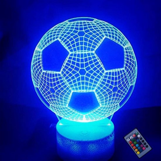 3D Voetbal LED Nachtlampje met 16 Kleuren - Touch & Afstandsbediening - USB Bureaulamp voor Kinderen van Merkloos