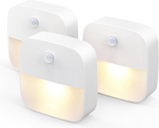 3x LED Sensor Nachtlampje met Bewegingsdetectie – Automatische Verlichting in het Donker van Merkloos
