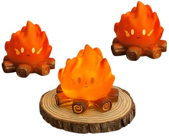 3x LED Vlam Lampje – Mini Kampvuur Nachtlamp met Flikkerend Vlam Effect – Sfeerverlichting voor Tafel, Feestdagen & Woondecoratie
