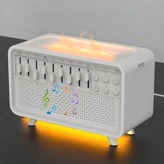 4-in-1 Slaapmachine: Luchtbevochtiger, White Noise, Bluetooth Speaker en Aromatherapie Diffuser van Merkloos