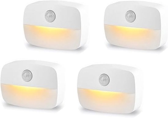 4-pack batterijgevoede bewegingssensor traplamp, binnenkastlamp, draadloze zelfklevende gang nachtlamp van Merkloos