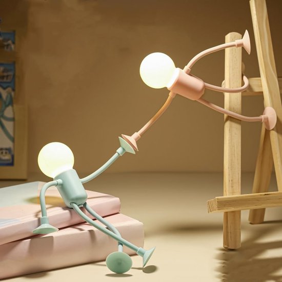 4pcs Grappige Atleet Nachtlamp met Zuignap - Mini DIY Vorm Nachtlamp voor Kinderen - Veranderlijke Vorm - Creatieve Cartoon Nachtlamp van KidDriven