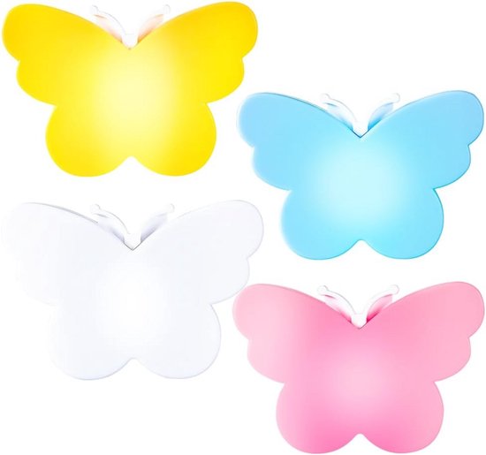 4x LED Nachtlampje met Schemeringssensor voor Stopcontact - Vlinder Oriëntatielamp voor Kinderen van Merkloos