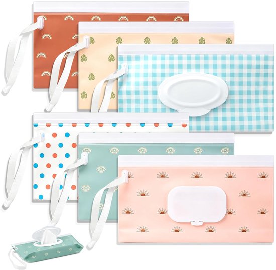 6 Stuks Billendoekjes houder - Vochtige doekjes tas - Herbruikbare houder - Vochtige tissuehouder - Natte doekjes houder - Onderweg hygiëne - Billendoekjesdoos - Voor onderweg voor baby, reizen, thuis, kantoor