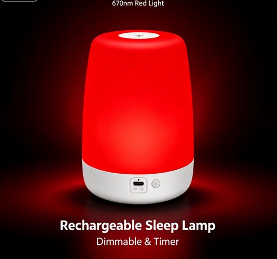 670nm Red Night Light for Better Sleep, Rechargeable Dimmable Sleep Aid Lamp with Auto Off Timer, Blue Light Blocking Red Lamp to Protect Melatonin, Deep Relaxation Night Lamp for Bedroom, Nursery, Nightstand, Ideal Gift for Adults & Kids
