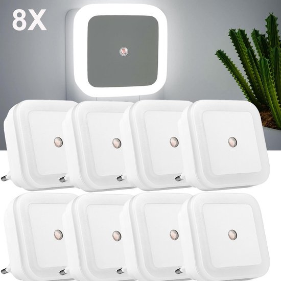8x LED-nachtlampje plug-in-nachtlampje met dag/nacht sensor - plugin ledlamp – Nachtlampje - warm licht – Voor in de baby/kinder kamer van Merkloos