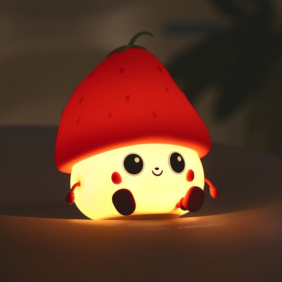 Aardbeien Nachtlampje - dimbaar met led - Lange Werktijd - kindvriendelijk Design. van Merkloos