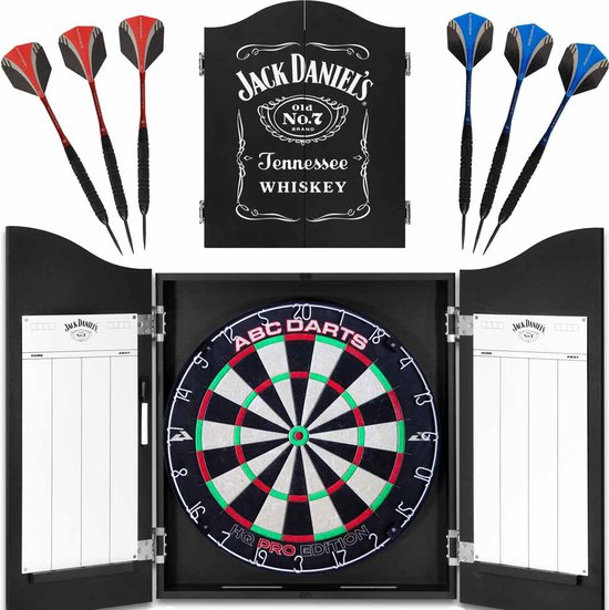 ABC Darts - Jack Daniels Dartkabinet  Met ABCDarts Pro Dartbord En 2 Sets Dartpijlen van ABC Darts
