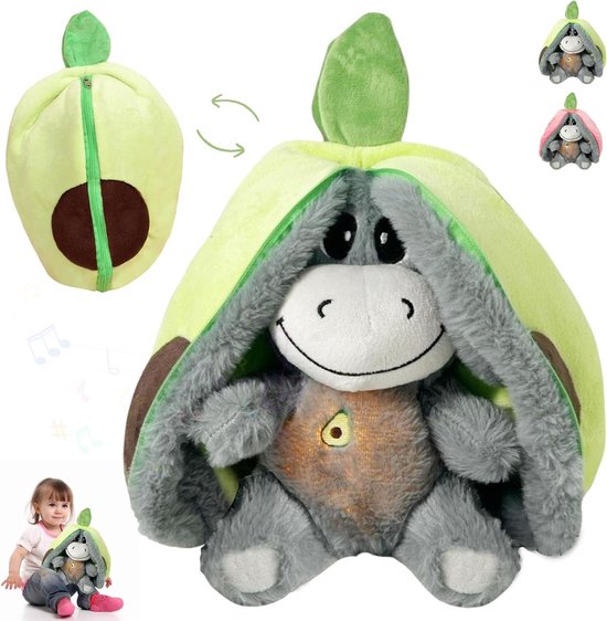 Ademend Knuffel Ezel - Slaaphulp Dier - Rustig Slapen - Simuleert Ademritme - 32 cm - Groen