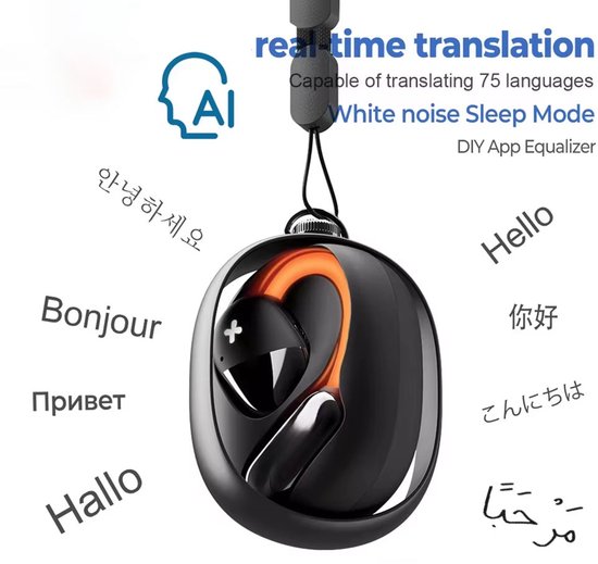 AI Vertaler Oordopjes – Draadloze Bluetooth Oordopjes met Realtime Vertaling, Slaap- & ASMR-oortjes, Open-fit Hoofdtelefoon met App
