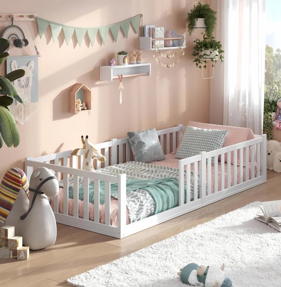Alavya Home grondbed TITAN 80x160 cm van beukenhout - wit