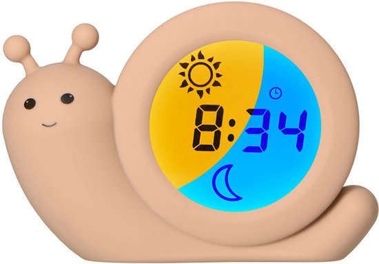 Alecto Baby BC110BE SIMON - Slaaptrainer - Nachtlampje - Kinderwekker - Pastel Beige van Alecto