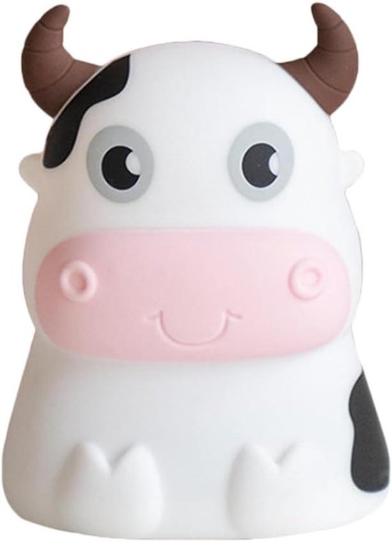 Allecto Plus - Nachtlampje Kinderen Koe Tafellamp Peuter Nachtverlichting - Draagbare Nachtlamp Batterij - Cartoon Koe Lichten - Pat Nachtlamp Slaapkamer - Lamp Decor Batterij Aangedreven - Leuke Koe Nachtlamp van Allecto Plus