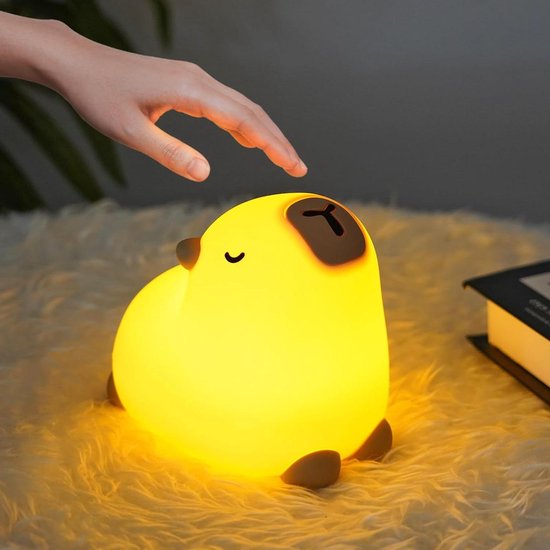 Allecto Plus - Schattig Nachtlampje Capybara voor Kinderen | USB Oplaadbaar | Draagbaar Bedlampje | 3 Helderheidsniveaus | 30 Minuten Timer | Kerstverjaardagscadeaus voor Jongens en Meisjes