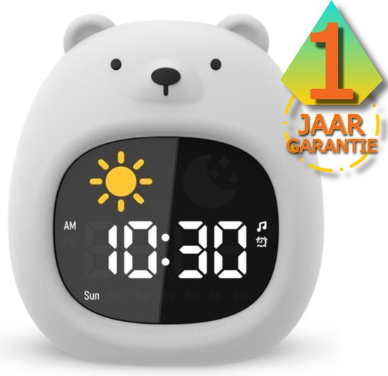 Alvenzo Benny Bear - My buddy – Beer Slaaptrainer - Kinderwekker - Slaapwekker - Nachtlamp functie - Dag en nachtfunctie - 6 Slaapmelodieën/Whitenoise - 8 kleuren zacht licht – Snooze functie – Siliconen Materiaal van Alvenzo
