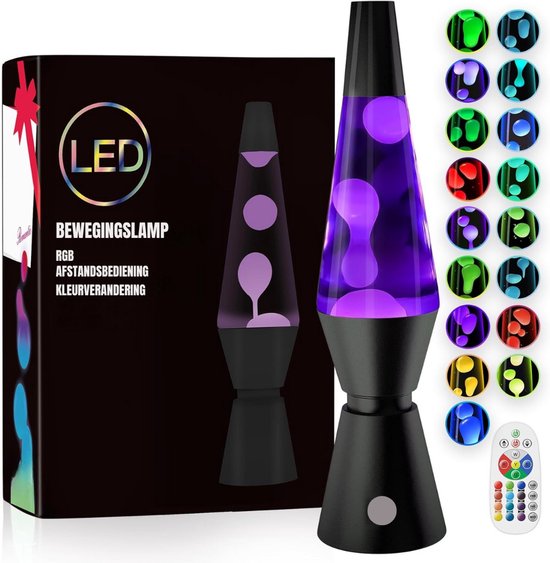 AMA® Lavalamp voor Kinderen - Lavalampen - Lavalamp - Zwart - 10x10x37cm van Ama