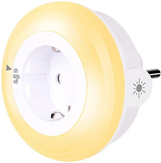 Amber-nachtlampje met schemeringssensor, led-nachtlampje voor kinderen, beschermt stopcontact, stekkerlamp met lichtsensor, helderheid instelbaar, voor hal, trap, slaapkamer, kinderkamer van One Fire