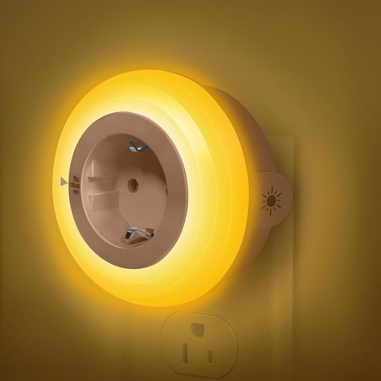 Amber nachtlampje - Stekkerlamp sensor - Oriëntatie in donker - Instelbare helderheid - Stopcontact verlenging - Amber