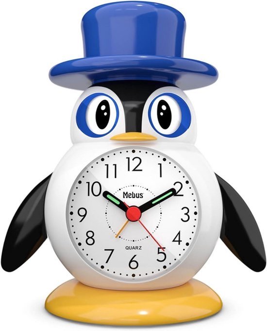 Analoge kinderwekker in pinguïnvorm - Licht, snooze en bewegende ogen