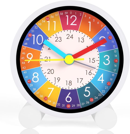 Analoge wekker voor kinderen zonder tikken, kinderwekker voor schoolbeginners, stille leerwekker, analoge wekker voor jongens en meisjes, kinderdagcadeau, batterij-aangedreven wekker (batterijen