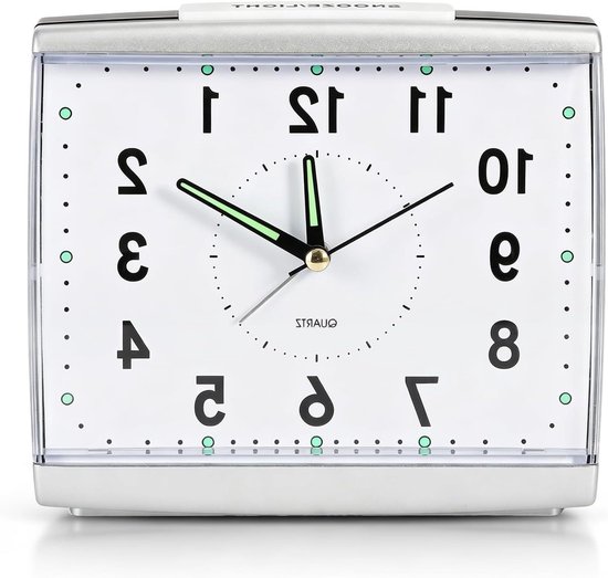 Analoog Wekker - Stille Klok - Rustig Wakker Worden - Nachtlampje Sluimerfunctie - 14.5cm - Wit