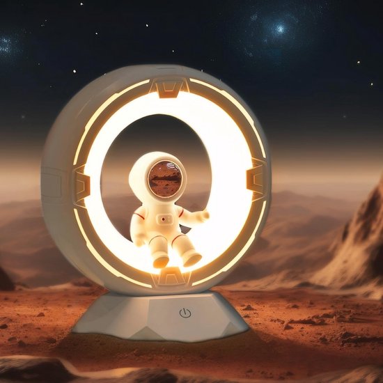 Astronaut Nachtlampje voor Kinderen - Oplaadbare Dimbare Ruimte Nachtlamp met 12 Niveaus Koud en Warm Licht