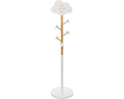 Atmosphera Kapstok - beige/wit - MDF hout - 5 haaks - 35 x 135 cm