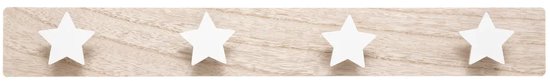 Atmosphera Kapstok kinderkamer - sterren knoppen - 4 haken - MDF hout - 55 x 7 cm - wit