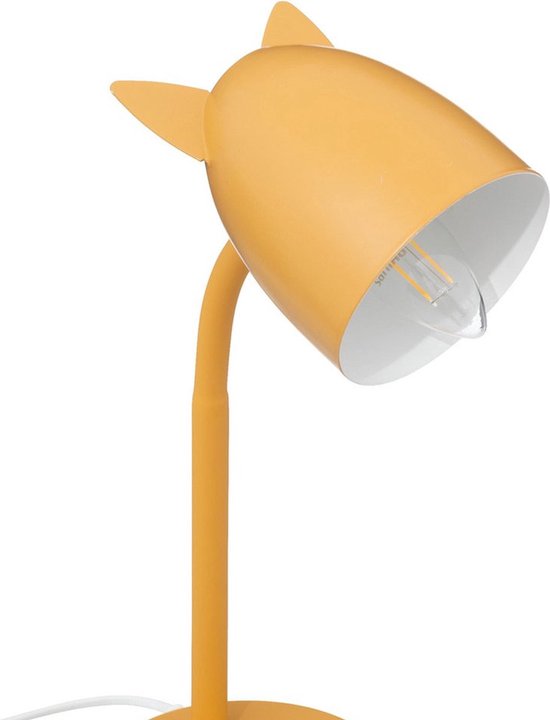 Atmosphera Kinderkamer bureaulamp - met oortjes - geel - metaal - 18 x 12,5 x 31 cm - tafellamp