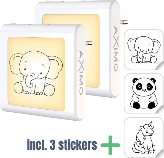 AXIMO Nachtlampje voor Stopcontact LED Wit - 2 stuks - Dag en Nacht Sensor en Dimmer - Nachtlamp Voor Kinderen en Volwassenen - Warm Wit - Babykamer van Axi