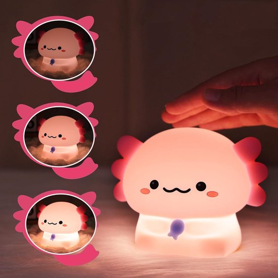 Axolotl Nachtlampje, Nachtlampje Met 3 Dimstanden, Zachte Siliconen Kinderkamerlamp, Timer Van 30 Minuten. van Buyya