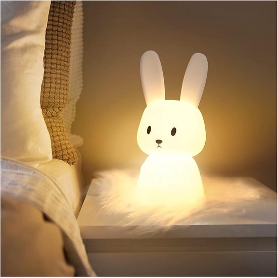 Baby Bunny Nachtlampje met 7 lichtveranderingen, klikbediening, USB-oplaadtimer, bedlampje voor de kinderkamer, cadeauspeelgoed, siliconen nachtlampje voor kinderen van One Fire