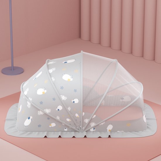 Baby klamboe Baby hemeltje opvouwbaar Baby Muggen Tent Net, Ademend Bodemloos Draagbaar Wieg Net Zonnescherm voor Baby's, Peuters, Eenvoudig Gebruik, voor de Veilige Slaap van Uw Baby 120x60x65 cm (0-3 jaar, Grijs)