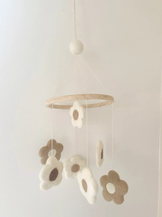 Baby mobiel Bloemen - Boxmobiel - baby bed mobiel - Vilten wollen mobiel