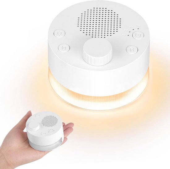 Baby Noise Machine, draagbare witte ruismachine met timer, 24 instelbare rustgevende muziekjes, 2 lichtkleuren, oplaadbaar, gaat 30 uur mee, geschikt voor volwassenen, kinderen en baby's van Dreamegg