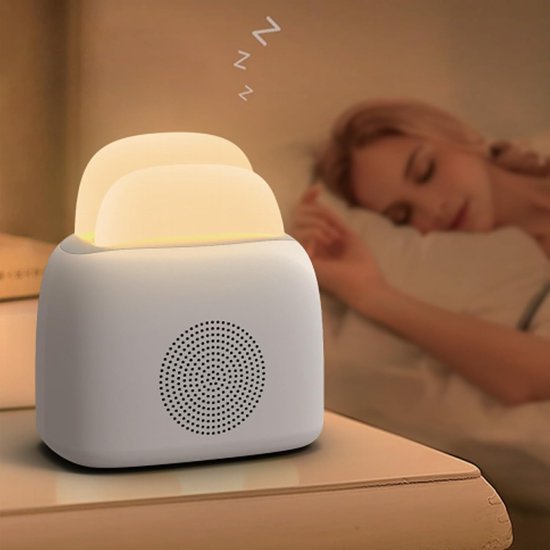 Baby Slaaplicht - Nachtlampje Met Geluid - Multifunctioneel Apparaat - 6 Slaapgeluiden - Bluetooth Speaker - ABS Kunststof - Dimbaar Licht - Reisvriendelijk Design - 1 Stuk van Longziming