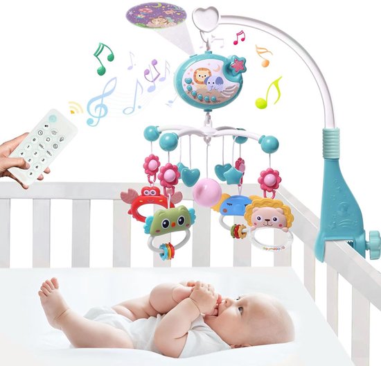 Baby Star Mobiel met Afstandsbediening voor de Wieg - Wiegspeelgoed - Hangend Speelgoed voor de Babywieg - Geschikt voor Meisjes en Jongens - Draagbaar en Mobiel - Blauw
