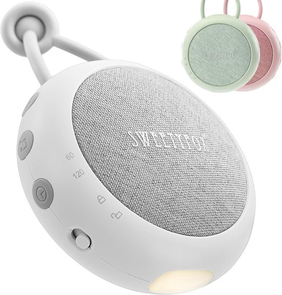 Baby White Noise Machine – Wit – Babyslaapliedjes, nachtlampje en white noise voor baby’s – 15 rustgevende geluiden – USB-oplaadbaar van LittleDutch