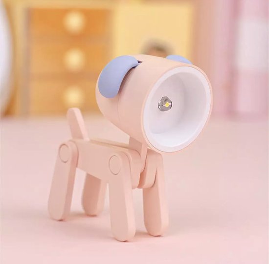 Babycure kleine puppy lampje Roze | Verstelbare hondje | LED Lamp | Trending 2023 | Leuk om kado te doen | kraam cadeau | Extra set batterijen inbegrepen van Babycure