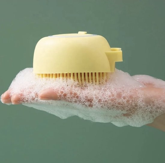 Babycure Siliconen Haarborstel | Yellow Brush | Shampoo massage borstel | Leuk om kado te geven! van Babycure