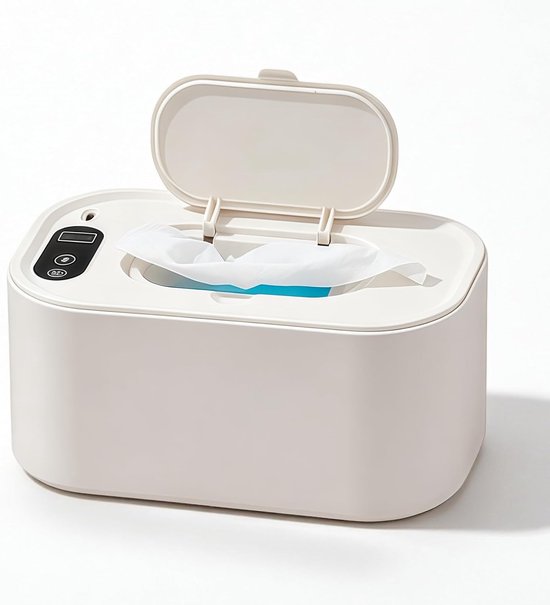 Babydoekjes verwarmer - 20×11,5×10 cm - Verwarmde Billendoekjes Houder Baby - Vochtige Doekjes Verwarmer - 5 Temperaturen 40-60°C & snel verwamer - Met Nachtlampje - Wipe Warmer - Wipe Box - Tissue Box - Grote Capaciteit - USB - Voor Baby, Thuis -Wit